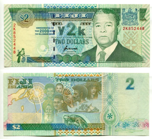 2 Dollars  Fiji / Fidschi ND(2000) unc  Commemorative, P. 102a
