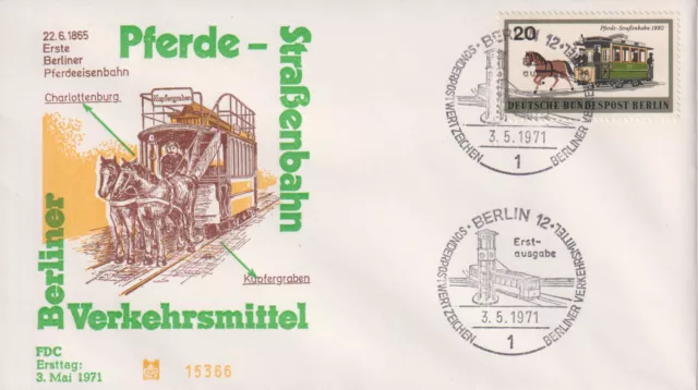 Berlin FDC MiNr 381 (1b) "Berliner Verkehrsmittel (I): Schienenfahrzeuge"