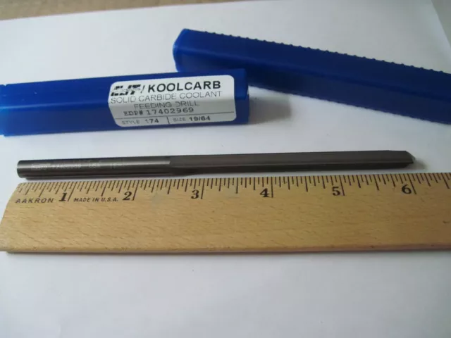 CJT KOOLCARB Solid Carbide Straight Flute Thru Coolant Drill, 19/64", Style 174