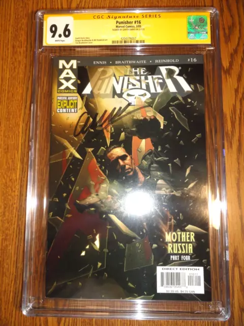 The Punisher #16 Rare Garth Ennis Signed CGC 9.6 NM+ SS 1st Print MAX Marvel