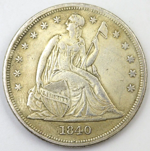 1840 United States of America $1 Seated Liberty Silver One Dollar