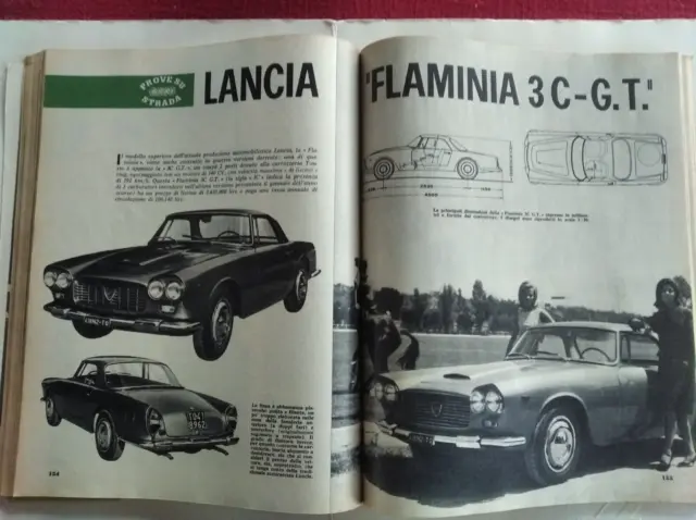 LANCIA FLAMINIA 3C G.T. Prova su strada  FIAT Abarth QUATTRORUOTE originale 1963