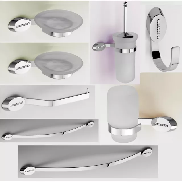 Set Accesorios de Baño Moderno 8 Piezas Latón Cromado Estras Ovalado Ellipse