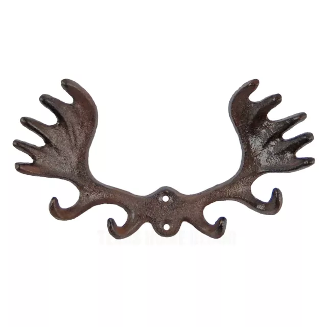 Moose Antler Wall Hook Key Rack Towel Coat Hanger Cast Iron Rustic Cabin Decor