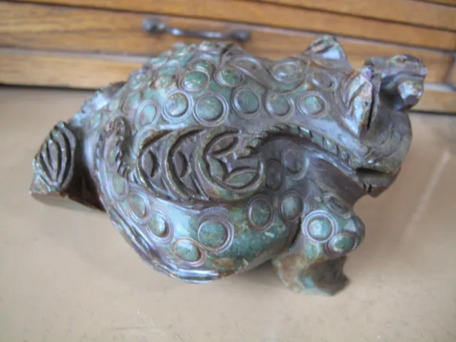 6.2" Chinese Natural Dushan Jade Carved Fengshui Fu Frog Wealth Statue