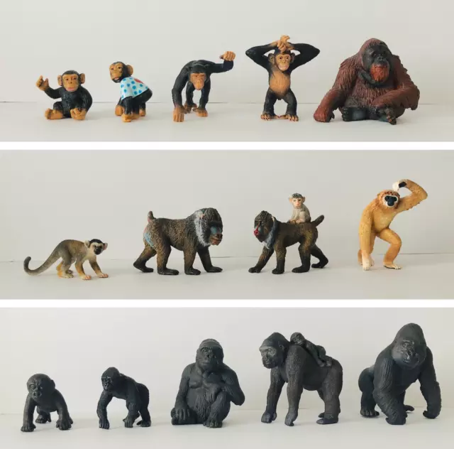 Schleich Affen Schimpanse Gorilla Mandrill Orang Utan Totenkopfäffchen Sammlung