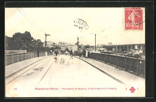 CPA Nogent-sur-Marne, general view of Nogent, the Pont Neuf et le Viaduct 1908