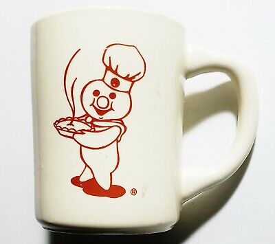Vintage 70s Pillsbury Doughboy Hot Pie Red Design 4" Ceramic Coffee Mug RARE HTF