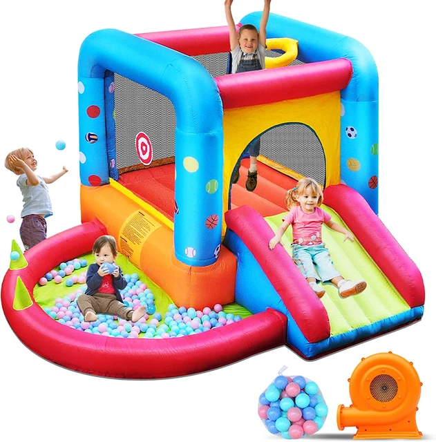 Inflatable Bounce House, Kids Castle Slide Bouncer for Children Jumping Outdoor