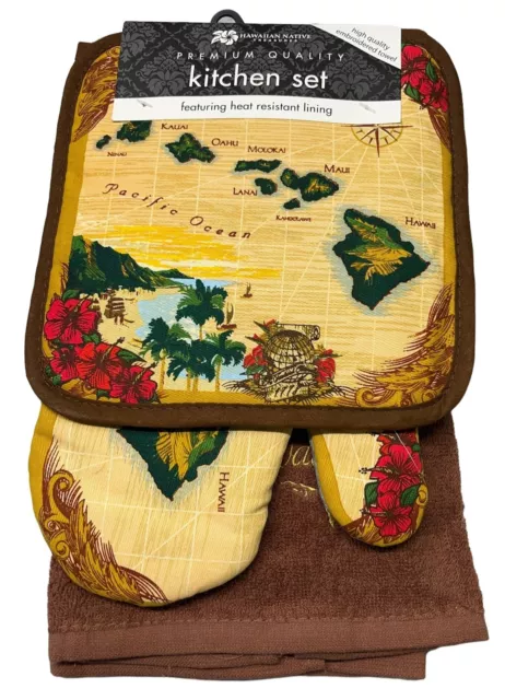 Juego de cocina de 3 piezas de las islas hawaianas horno toalla Mitt Hawaii