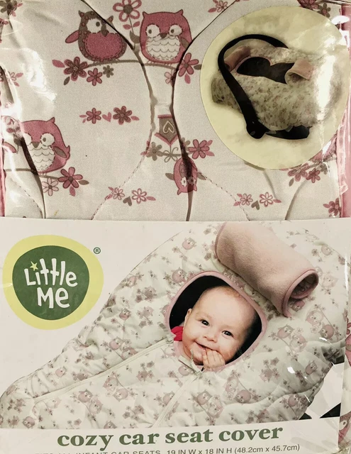 Car Seat Cover Little Me Pink Owls Cozy Pink Brown Ivory