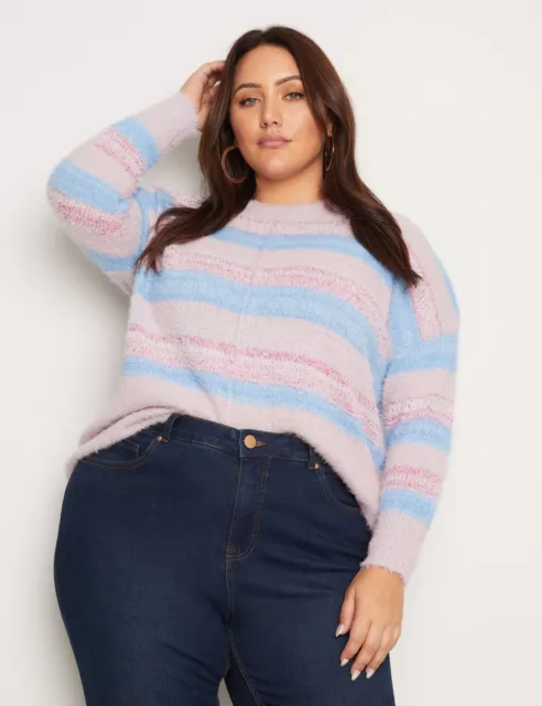 Plus Size - Womens Jumper -  Winter Sweater - Blue Pullover - Fluffy  | BeMe