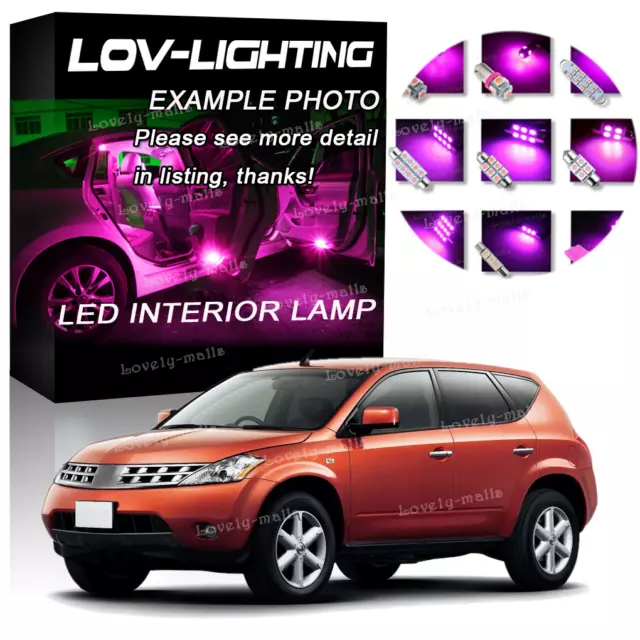 Premium Pink Light SMD Interior LED Package 13PC Kit for Nissan Murano 2003-2008