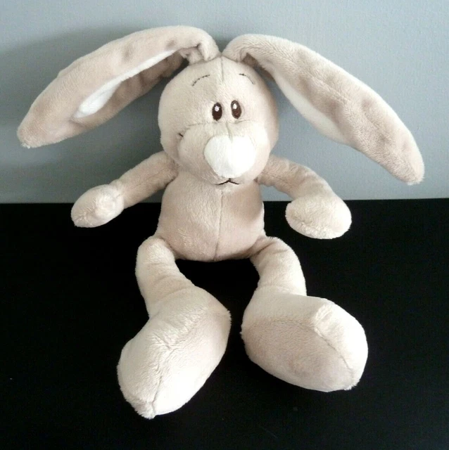 *. DOUDOU PELUCHE KIMBALOO LAPIN GRIS BEIGE NEZ BLANC 24/35 cm - EXCELLENT ETAT