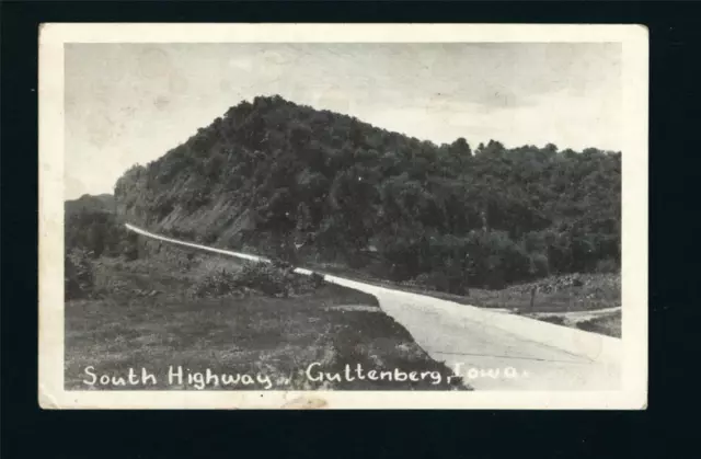 Guttenberg Iowa IA 1940s Hwy 52 to South, Up the Mississippi River Valley Bluff