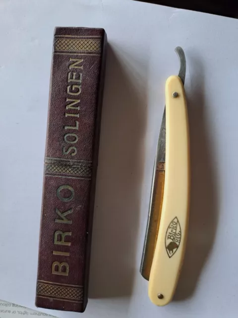 Antique Solingen Birko cut throat razor in original box