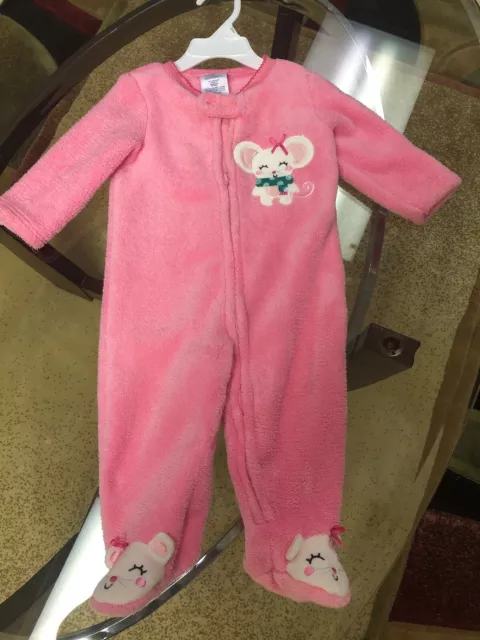Infant/baby Girls 6-9 Months Long Sleeve Pink One Piece Bodysuit.
