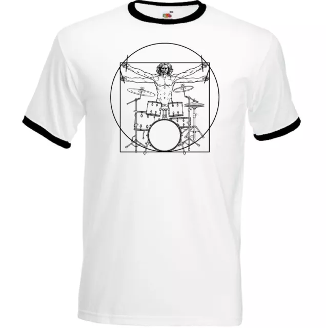 Drumming Da Vinci Vitruvian Man - Mens Funny T-Shirt Drummer Drums Drum Kit