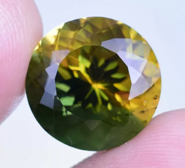 Natural Bi-Color Tourmaline 9.35 Ct Round Cut Rare Certified Loose Gemstone