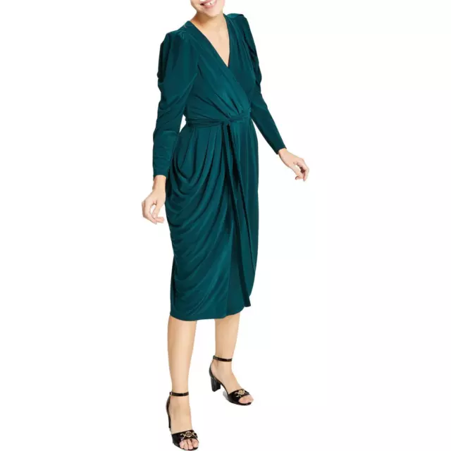 Tommy Hilfiger Womens Pleated Midi Work Wear Wrap Dress BHFO 5917