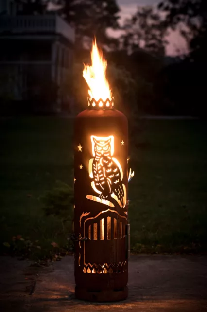 Feuerstelle Eule Owl Feuertonne Gasflasche für Garten & Terrasse 2