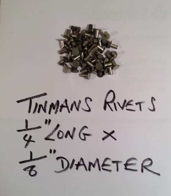 LOT DE 100 Tinmans Rivets 1/8" de diamètre X 1/4" de long