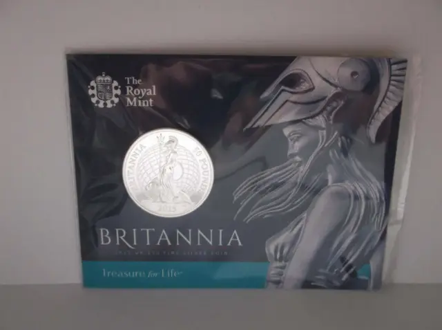 2015 Fine Silver £50 coin; Britannia; Royal Mint; sealed pack; FREE pp