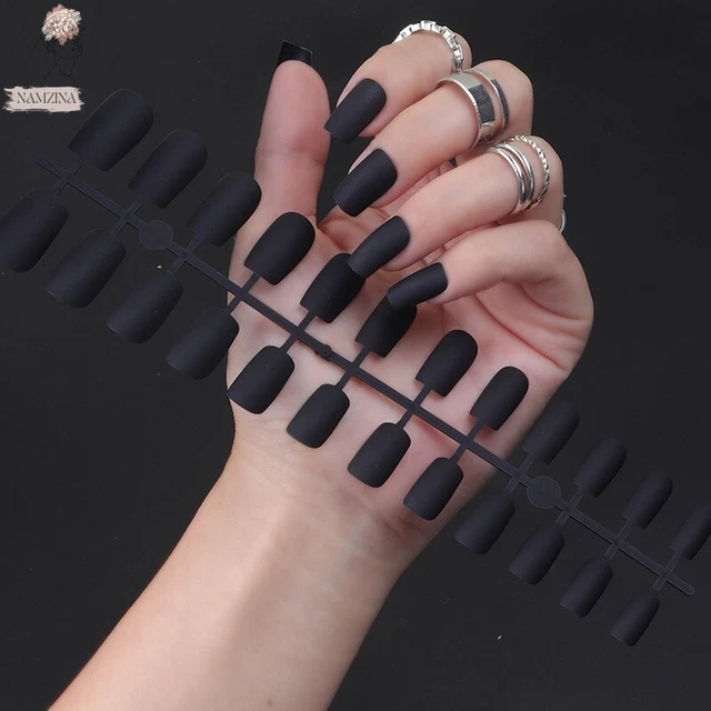 Faux Ongles GLAM UP French Noir Mat Et Brillant - Avec Adhésifs, Neuf