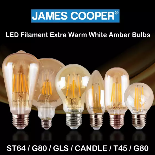 LED Filament Lamp Edison Bulb Light Bulb 2W 4W 6W Amber Retro Vintage bulbs UK