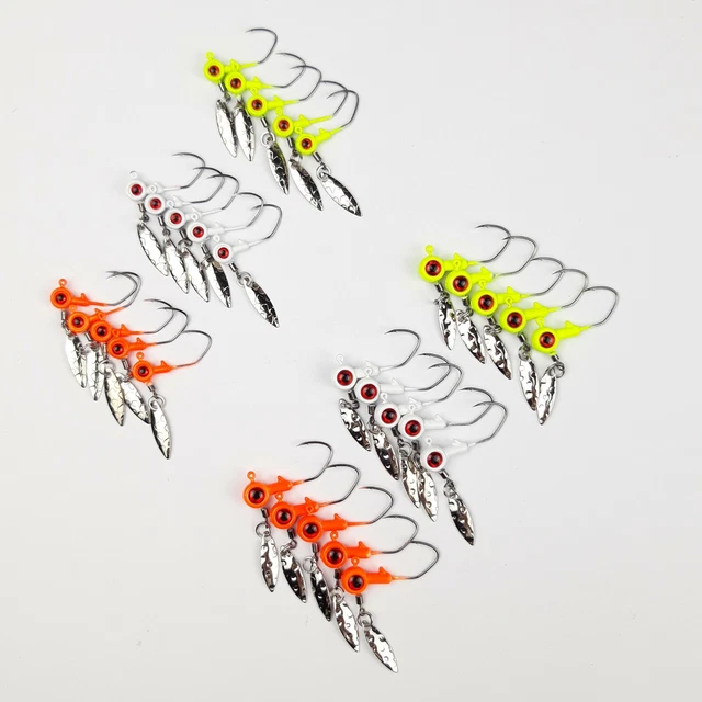 15er Set JIG SPINNER Jigkopf Zocker Blinker Forelle Barsch Köder Skirted Jigs
