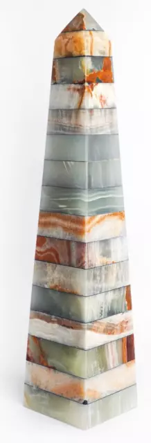 Natural Blue Marble Polished Obelisk Tower Four Sided, H = 18" & L = 4", 1 Piece