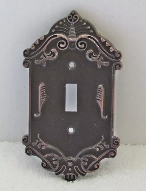 2 Heavy Cast Metal Brown W/Brass Light Switch Outlet Receptacle Cover Plates