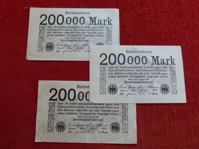 10 x Reichsbanknote 200 000 Mark 9. August 1923 - Rückseite unbedruckt