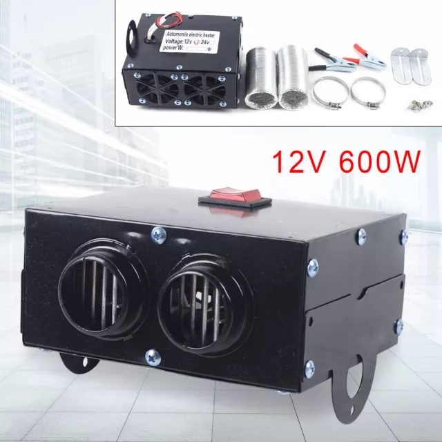 Silent Fan Portable 2-hole Car Heater Car Defroster Heater Demister 12V 600W