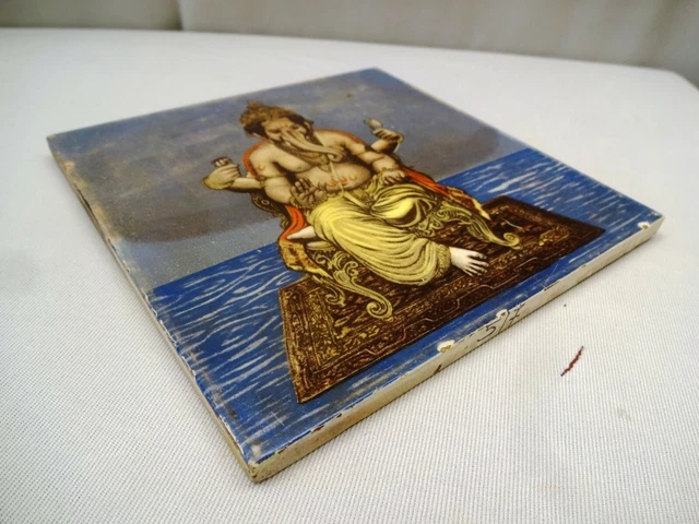 Antique Art Nouveau Ganesh Tile Lord Ganpati Porcelain Saji Japan Printed "517 3