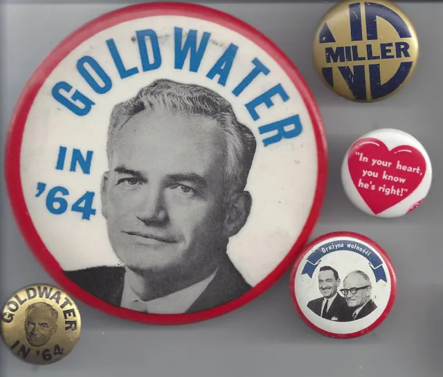 1964 Barry Goldwater & Bill Miller Campaign Buttons - Collection K