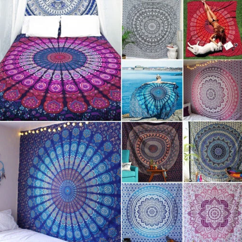 Telo Da Parete Mandala Con Elefanti In Beige Verde Rosso Arazzo Indiano Xxl Telo 2 X 2 M Per La Parete In Cotone Decorazione Hippie Karmandala - Italia - Foto 8