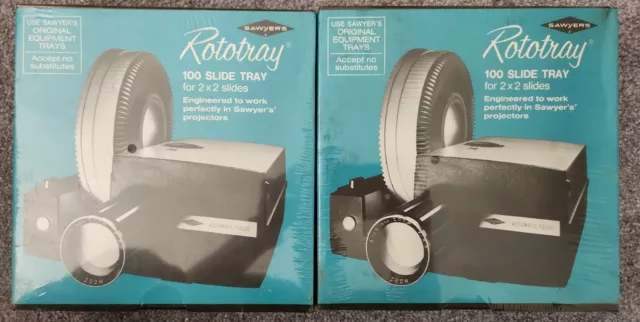 2 Sawyer's Rototray Rotary Projector Slide Trays 100 2x2, #6214 Brand New Sealed
