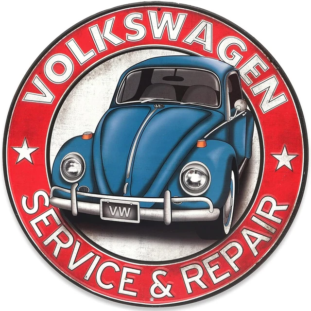 Happy Hippy Round Metal Sign Funnny VW Beetle Sign for Garage or Man Cave 12x12