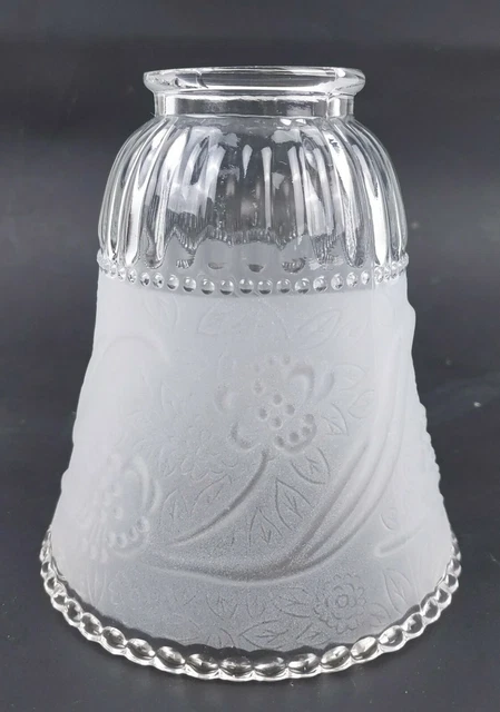 Partially Frosted Lamp Shade Globe 5.5 Tall with 2 1/4" Fitter Floral Hob Ruffle