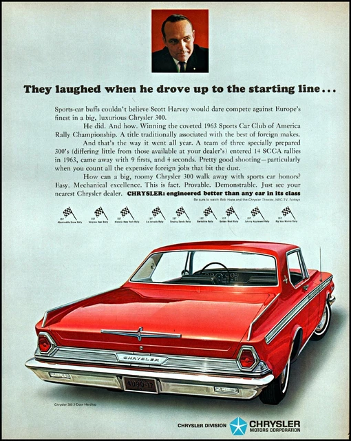 1964 Scott Harvey Chrysler 300 car sports rally vintage photo Print Ad adL29