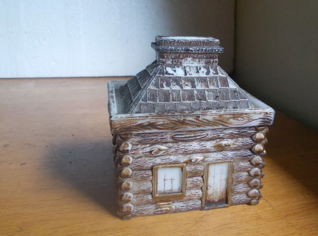 Antique Milk Glass Log Cabin Mustard Jar Bank Westmoreland Specialty Co Labels