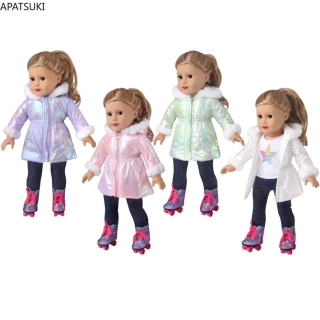 Winter Doll Clothes For 18" American Doll Hoodies Parka Fur Coat Top 1/4 Dolls