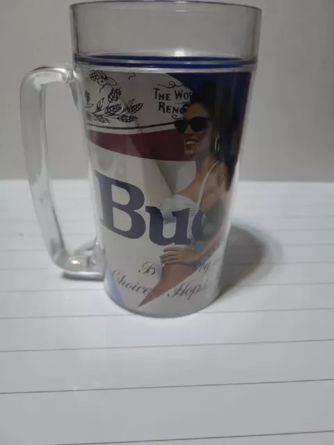 RARE! Budweiser Thermo-Serv Insulated Plastic Beer Mug w/ Bud Girls