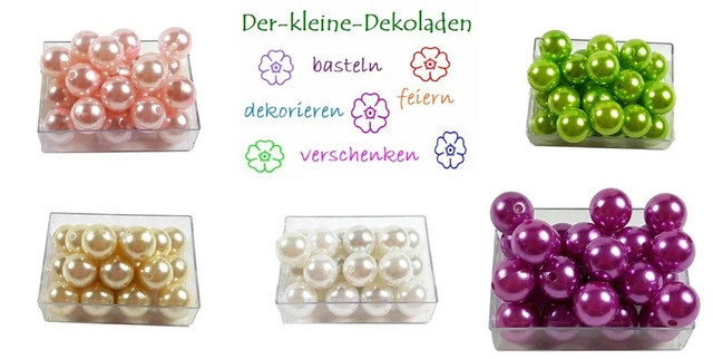 15 Wachsperlen große Perlen 20mm Dekoperlen Engel basteln Rosa Weiß Creme Grün