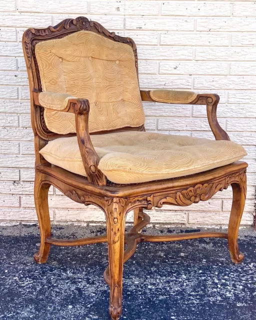 Vintage French Louis XV Regency Style Caned Arm Chair