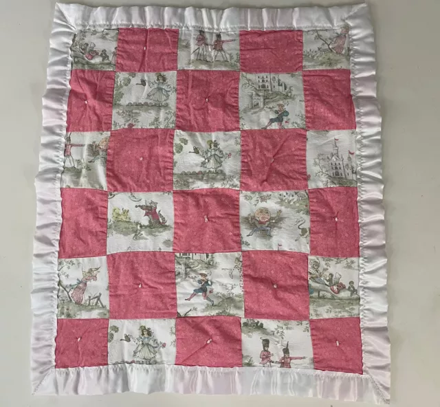 Handmade Infant/Mini Quilt With Vintage Nursery Rhyme Theme 25" x 30"