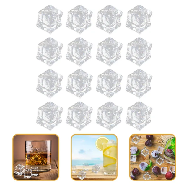 200pcs Acrylic Ice Cubes Photography Props Reusable Fake Ice Artificial Ice Cube