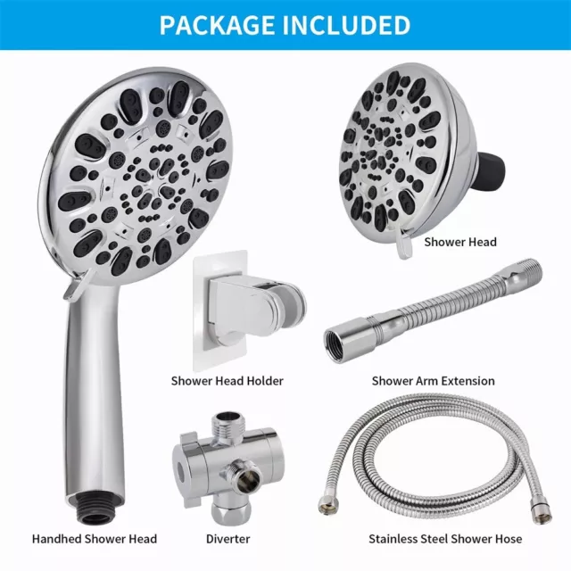 High Pressure Shower Head Rainfall Combo Multi-function with 360-degree rotating