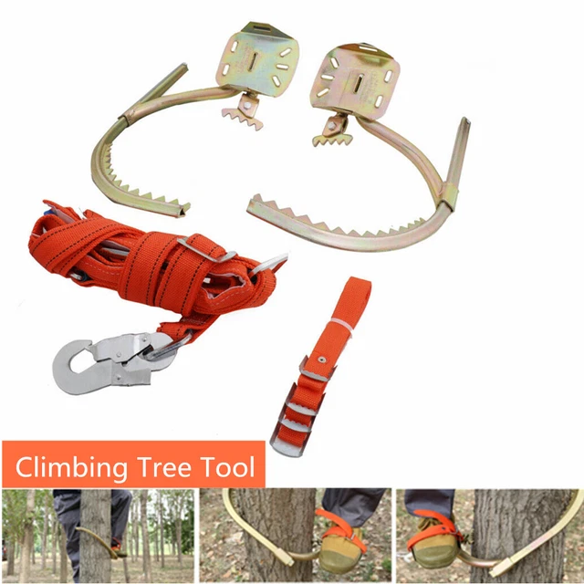 Adjustable Tree Climbing Spike Set with Safety Harness Safety Belt Iron & Nylon